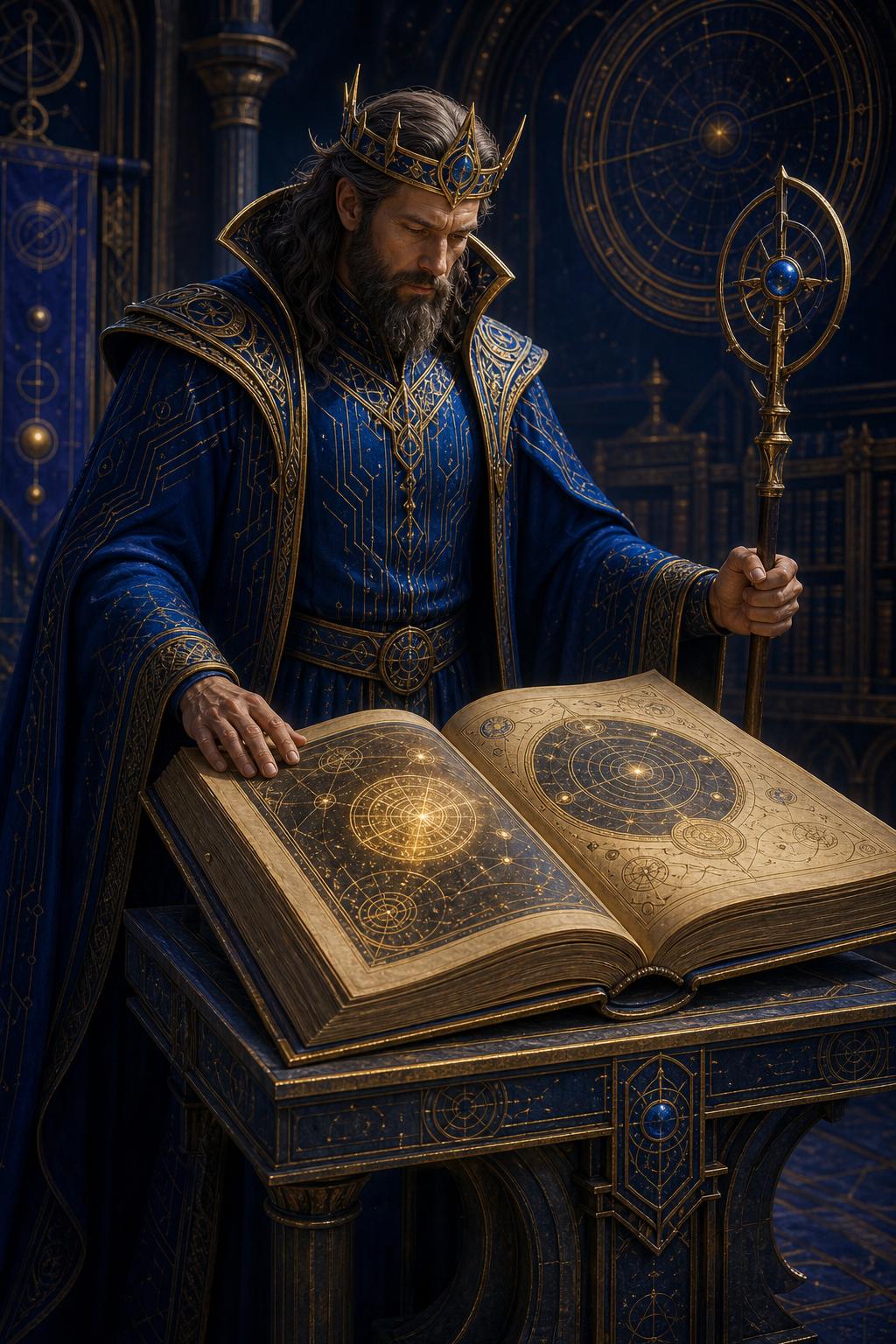 Sir Ledgend studying the glossary tome of the realm