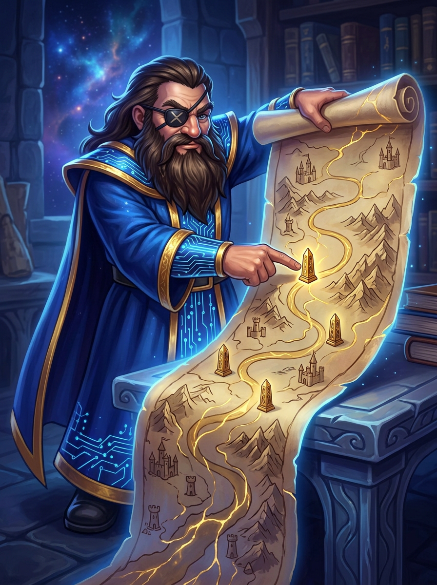 Sir Ledgend charting the roadmap of the realm